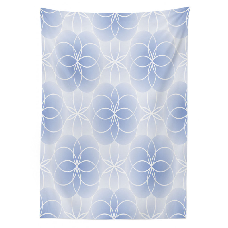 Ambesonne Geometry Tablecloth, Proportion Of The World With Intersecting Concentric Spiral Art, Rectangular Table Cover For Dining Room Kitchen Decor, 52" X 70", Pale Blue