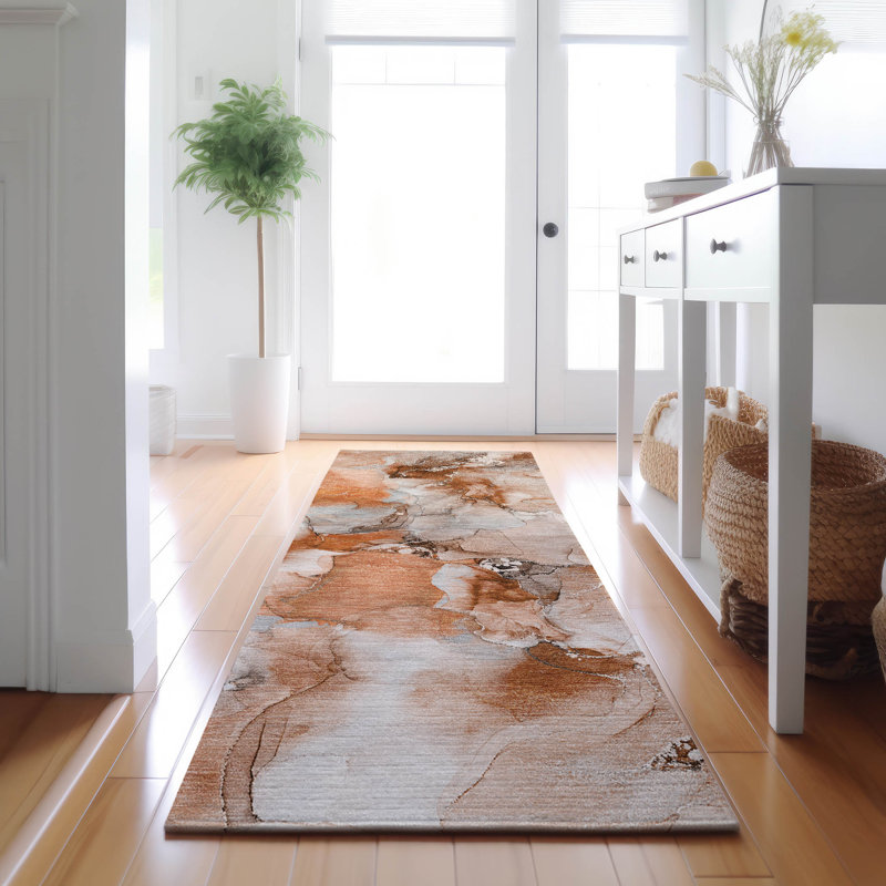 Premium Machine Washable Cerrito AMF526 Paprika Rug, Runner 2'3" x 7'6"