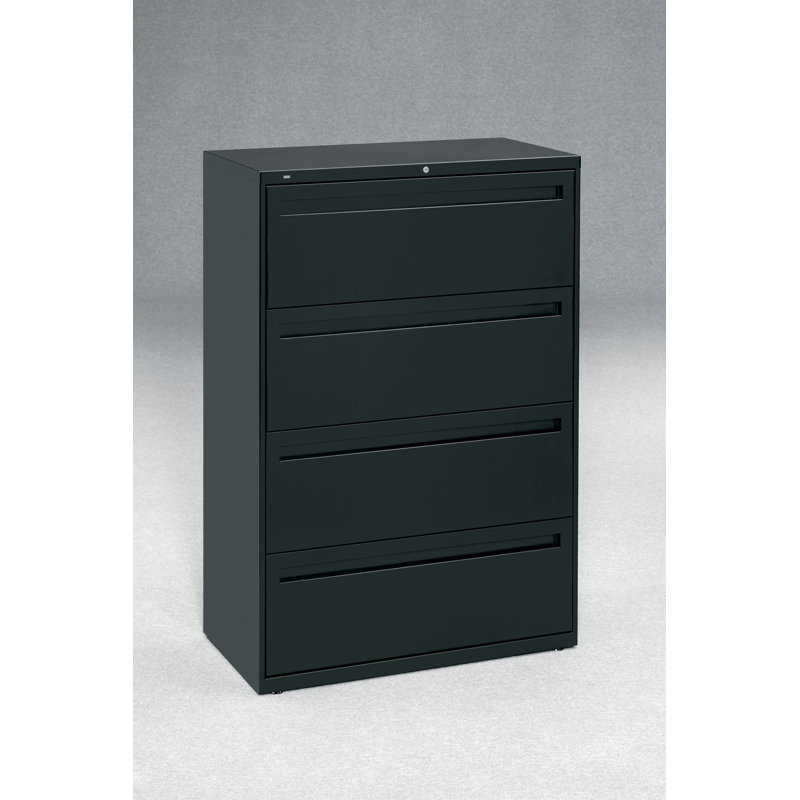 Black 4-Drawer Lockable Lateral Filing Cabinet