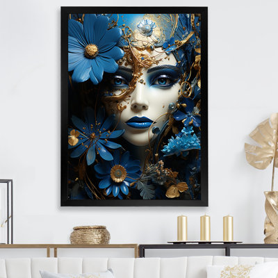Popart bleu électrique Portrait de femme I - Femme, décoration murale_105760
