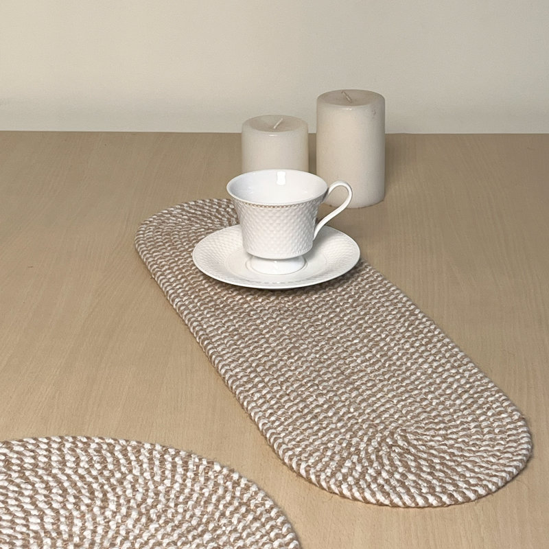 BRAIDED JUTE /COTTON OVAL TABLE RUNNER