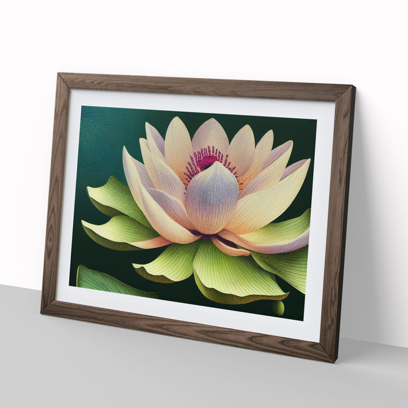 XH1022-7119X Precious Lotus Flower - Single Picture Frame Print, 46cm H x 64cm W x 2cm D, Walnut Framed