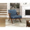 Chaise d'appoint en bois d'hévéa brun avec revêtement en similicuir bleu pour le salon principal et les sièges
