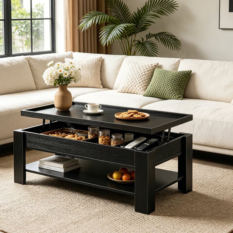 Table basse à plateau relevable Modern, Noir