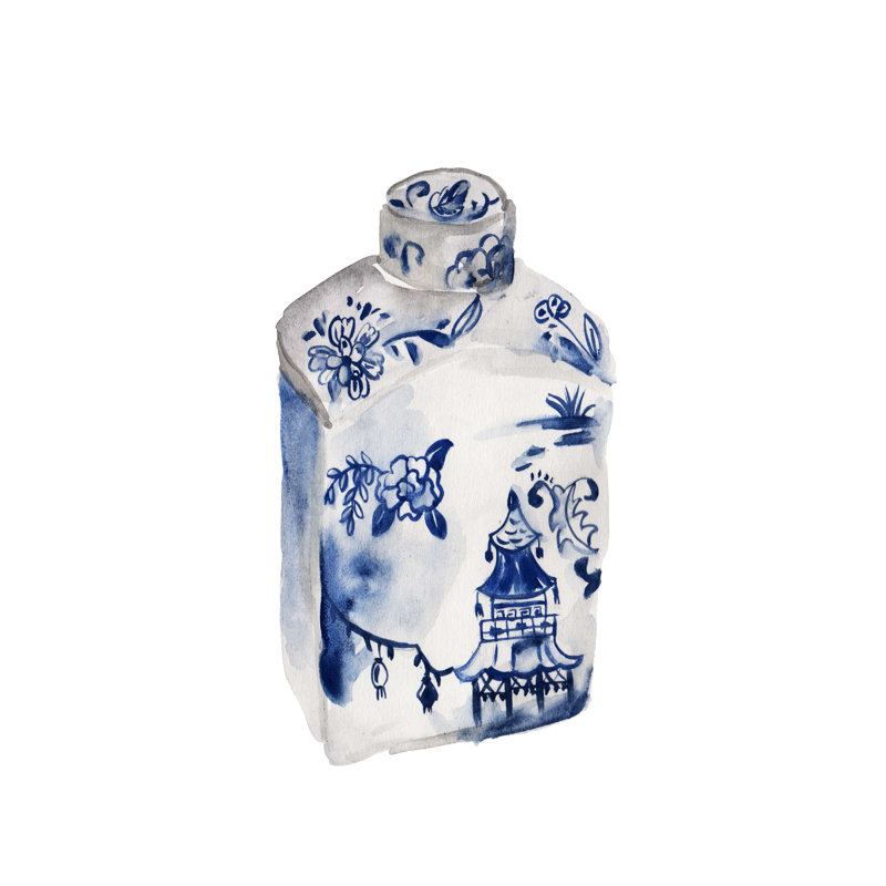 «Indigo Vase I» par Melissa Wang - reproduction sur toile tendue, H 18 po x l 12 po x P 1,25 po