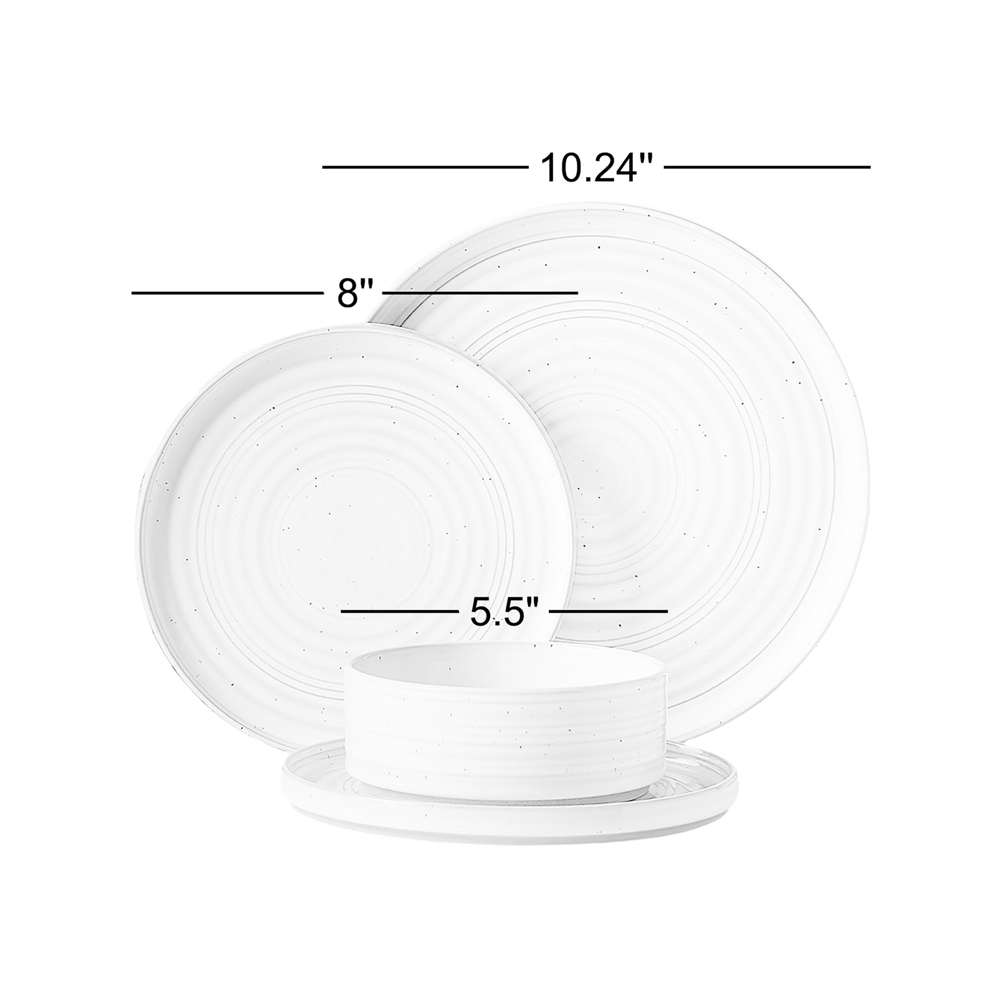  Galaxy Plates And Bowls Sets, 12 Piece Dinnerware Sets, White, Earth Tone