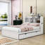Lit plateforme en bois avec lit gigogne, tablettes et tiroirs Preli-93363208