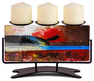 Candélabre en verre