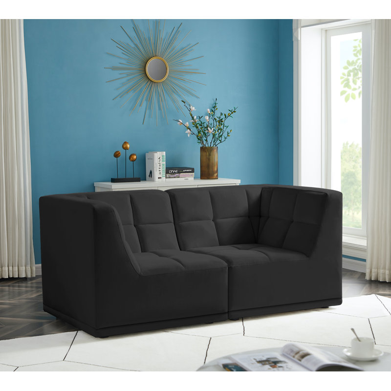 Causeuse Chesterfield Heloud, Velours noir