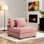 Milbrey Upholstered Pink Corduroy Armless Accent Chair with Pillow Back and Solid Wood Legs