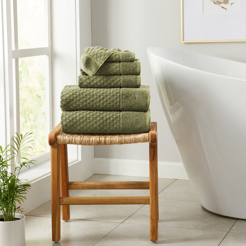 Olive Green Heavyweight Cotton Terry 6-Piece Towel Set