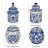 Hand-Painted Chinoiserie Ceramic Scented Candle Set with Lids – Assorted Sandalwood, Plumeria, Lavender Verbena & Peony Fragrances for Home Décor (Set of 4) – Blue & White