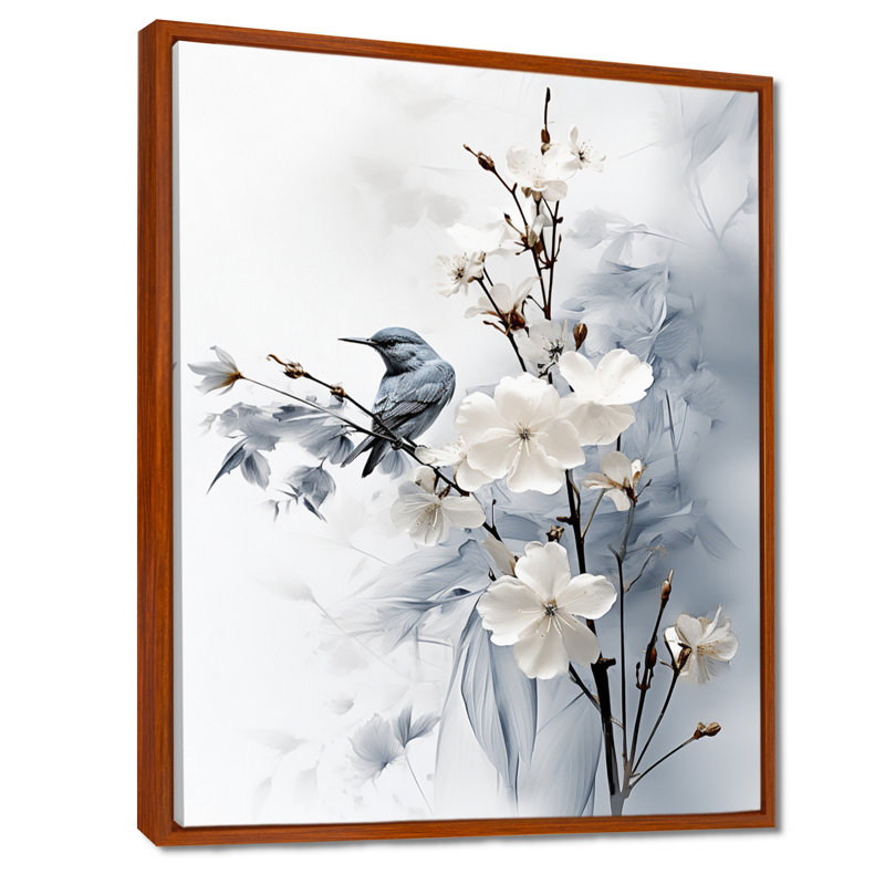 Hoppert Asian Art Apple Blossom Sumi VI - art mural asiatique, H 20 po x l 12 po x P 1 po, Cadre flottant brun