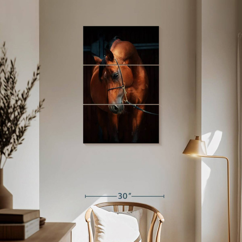 Brampt cheval dans l'écurie, H 57 po x l 36 po