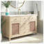 Meuble-lavabo de 48 po en rotin naturel avec cadre en bois massif, 5 tiroirs et 2 portes d'armoire