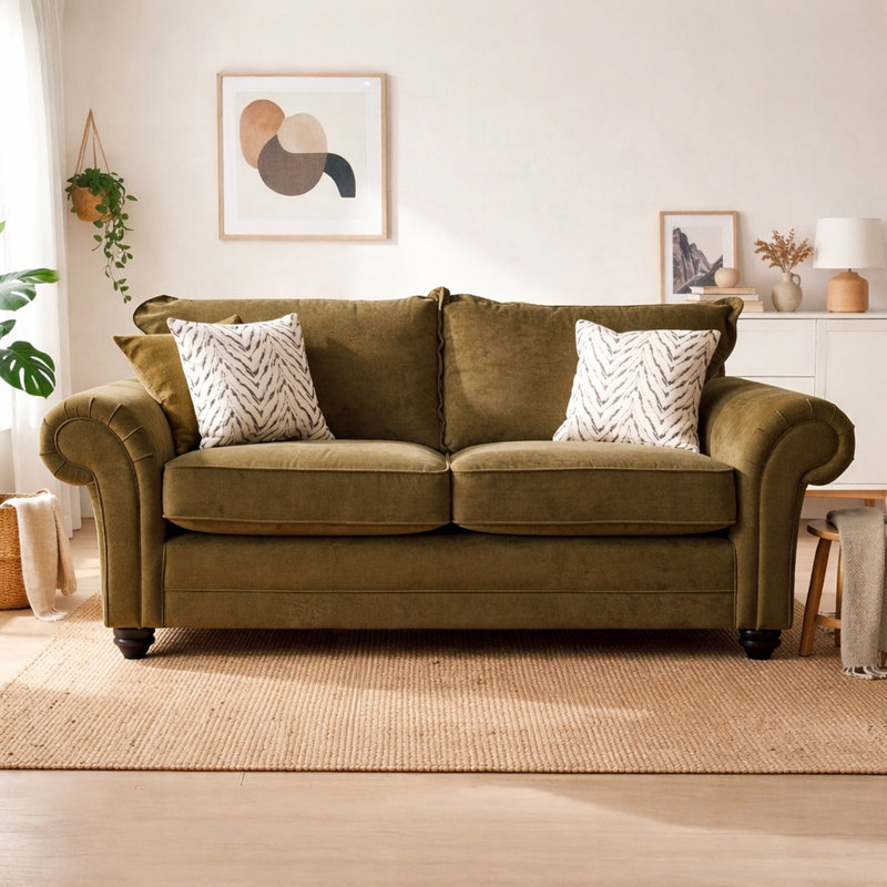 Dalton Textured Wave Sofa- Made in the UK, 3, Sage