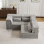 Canapé modulaire convertible gris Mahjong 3 places avec coussins, revêtement polaire circulaire, idéal pour les jeux de cartes et parfait pour le bureau-765511296-765511327