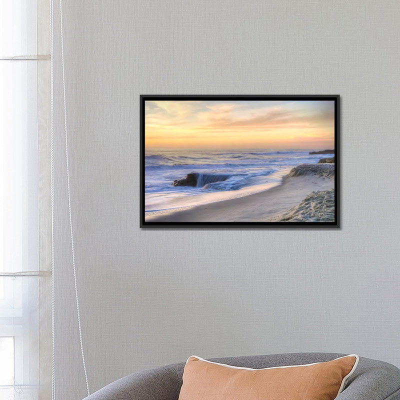 «La Jolla Sunset», reproduction de photo sur toile, H 18 po x l 26 po x P 1,5 po, Toile avec cadre noir, Pas de tapis