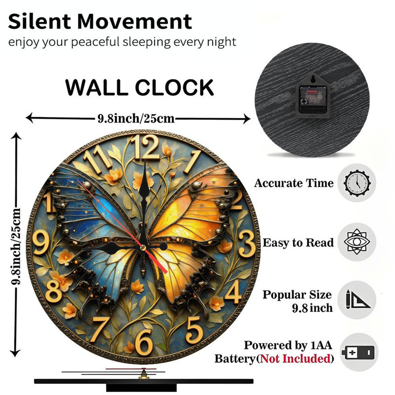 Horloge murale papillon