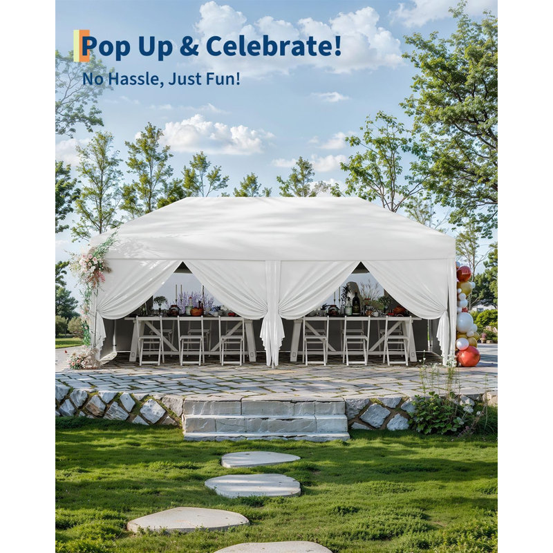Heavy Duty 10x20 ft Pop Up Canopy Tent with 6 Removable Sidewalls, Thicker Steel Frame, 3 Adjustable Heights, UPF 50+ Waterproof