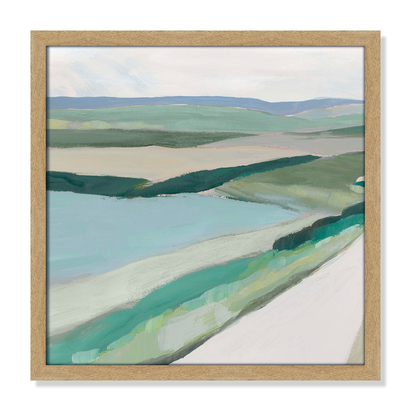 Fields Of Green I by Ian C, 17" H x 17" W x 1.25" D, Natural Framed