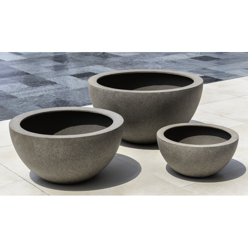 Piccadilly Handmade Pot Planter, 8.75" H x 17.75" W x  17.75" D, Riverstone Lite