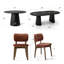 Ensemble de table de salle à manger extensible de 47 à 83 po avec chaises en bois massif revêtues de velours-133656676-133656680