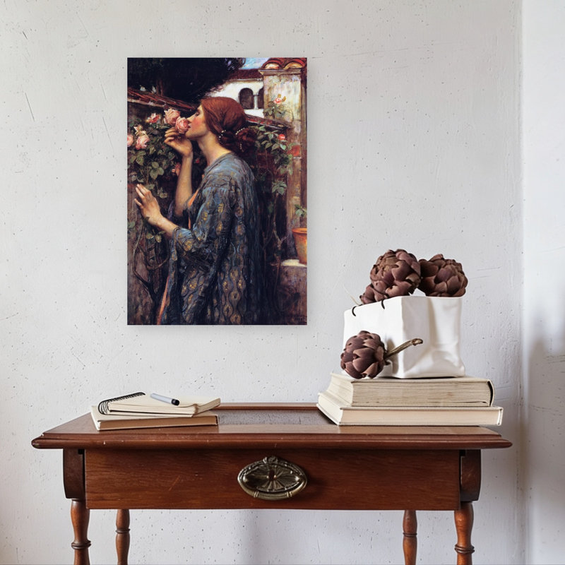 The Soul Of The Rose Classic Abstract Orchid Violet Rose Summer Landscape Wall Art Print by John William Waterhouse - Wrapped Canvas Print