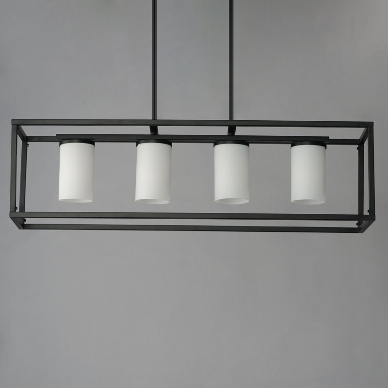 Luminaire suspendu rectangulaire à 4 lumières pour îlot de cuisine Selema, Black