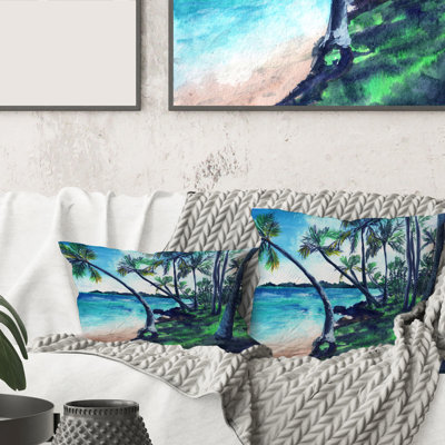 Rectangle, plage tropicale au paradis d'été - Coussin décoratif imprimé nautique et côtier