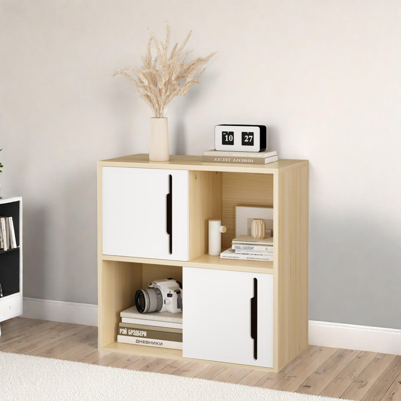 Modern Wooden Storage Cabinet with Sliding Doors and Shelves