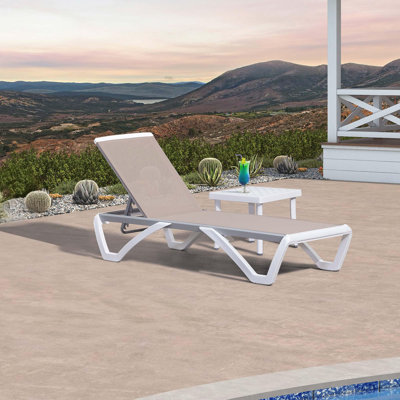 Sendi Patio Chaise Lounge Chair Set With Side Table for Pool Sunbathing Beach Deck Outdoor Lounger