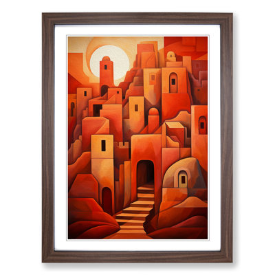 Desert Cubism No.2 - Single Picture Frame Print on Wood