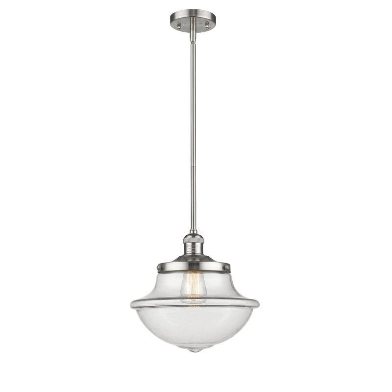 Luminaire suspendu simple à 1 lumière Blown, Nickel satiné brossé, Transparent