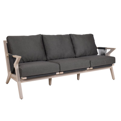 Bellevue 79'' Wide Rectangle Teak Patio Sofa with Sunbrella® Cushions