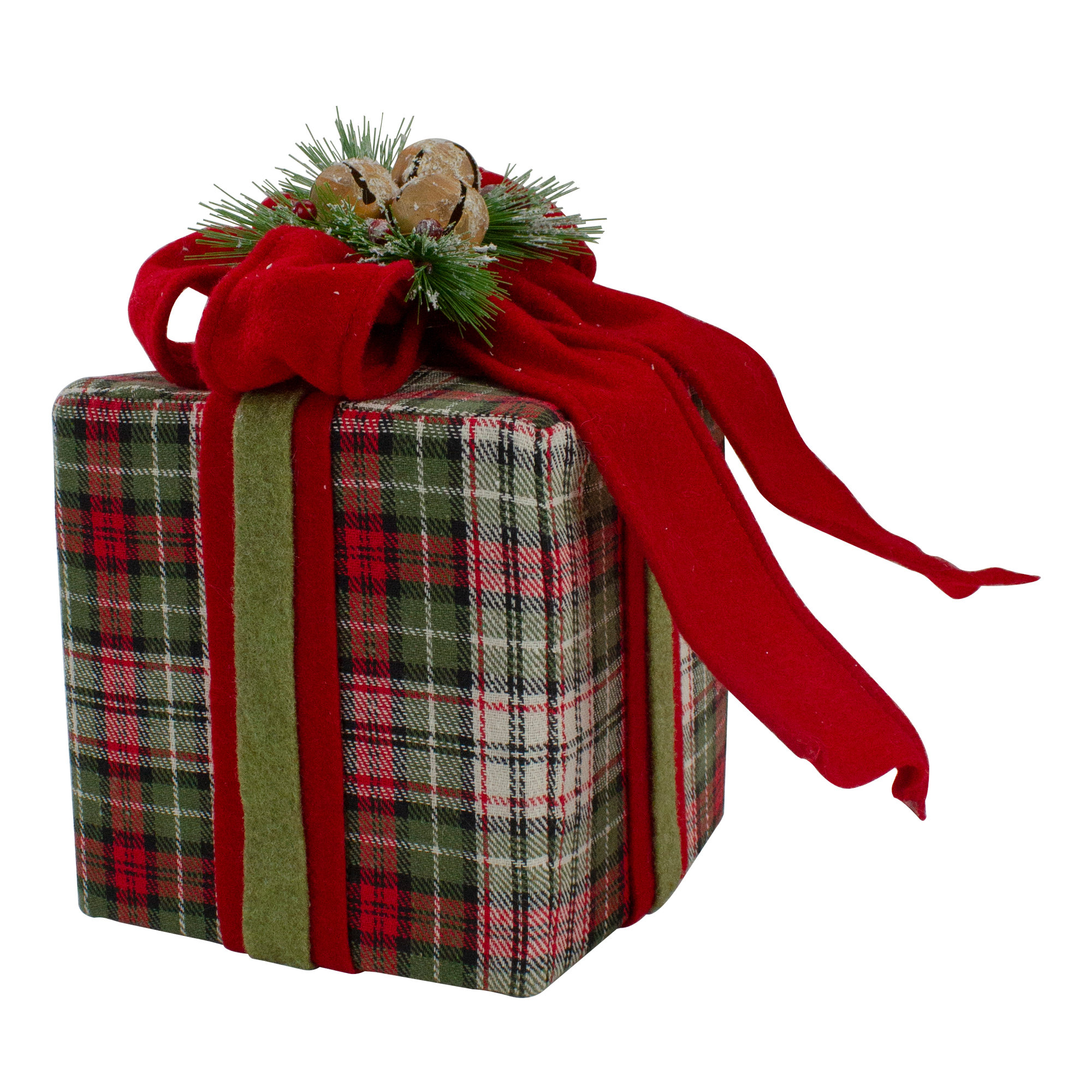 Northlight Seasonal 9" Red And Green Plaid Christmas Present Decoration With Bow | Wayfair