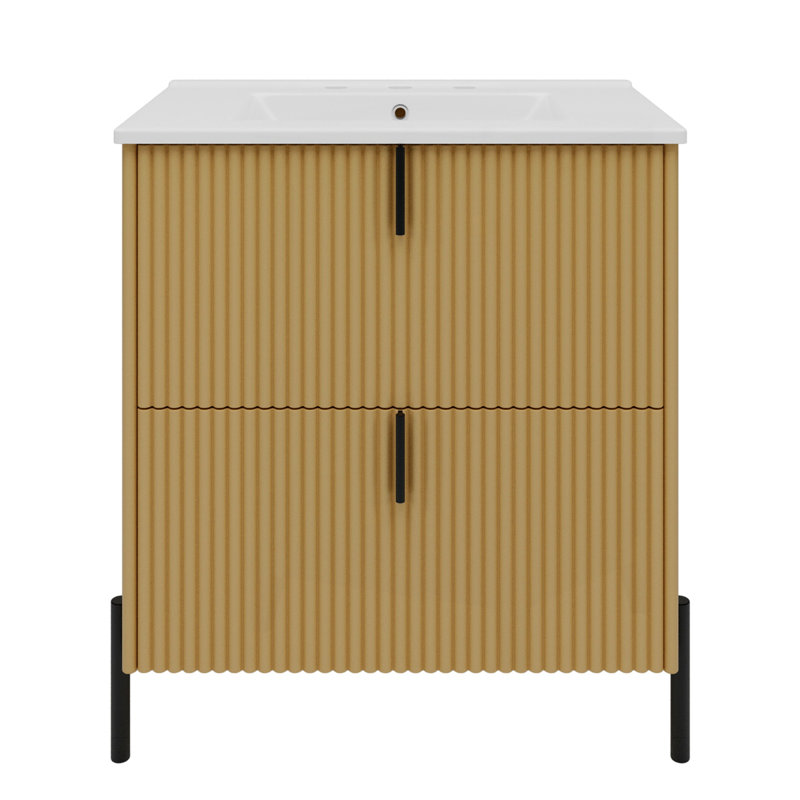 Meuble-lavabo 30 po avec lavabo en céramique, Naturel