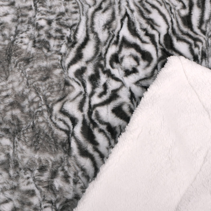 Victoria Gray Faux Fur Reversible Sherpa Throw Blanket