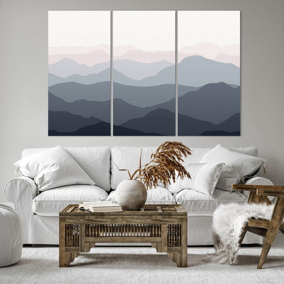 5-tlg. Leinwandbilder-Set Mountains Graphics Crayon