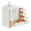 Meuble-lavabo sur pied simple 37 po avec plateau en quartz blanc Abshire-93359476