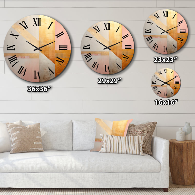 Horloge murale géométrique moderne géométrique rose Serenityin II, Très grand