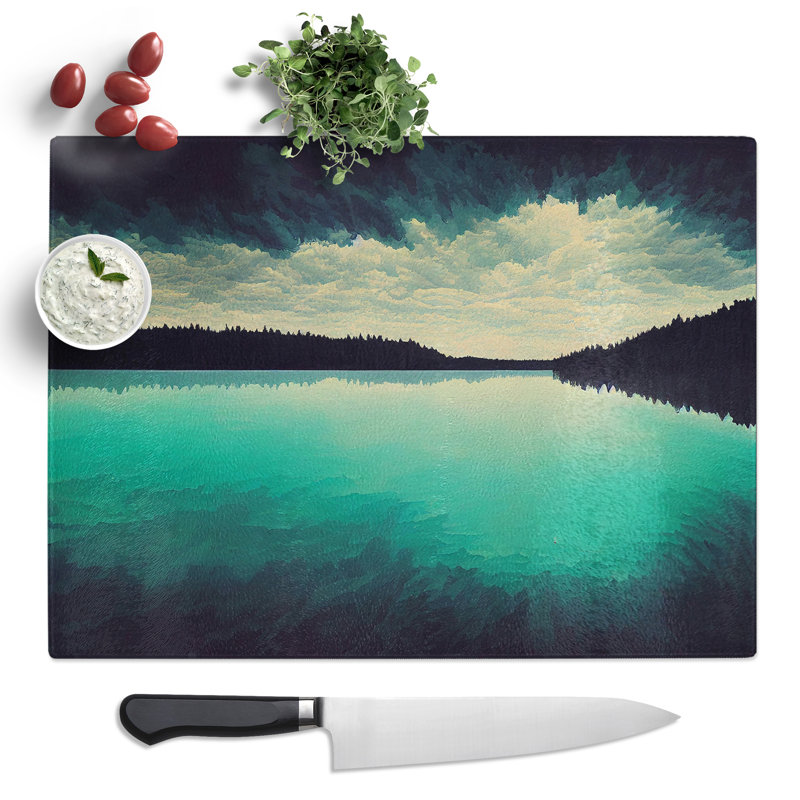 Forest Lake  Glass Chopping Board