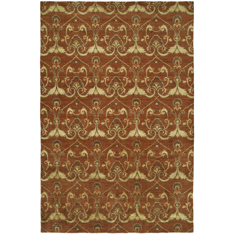 Dumraon Ikat Area Rug in Orange/Yellow, Rectangle 2' x 3'