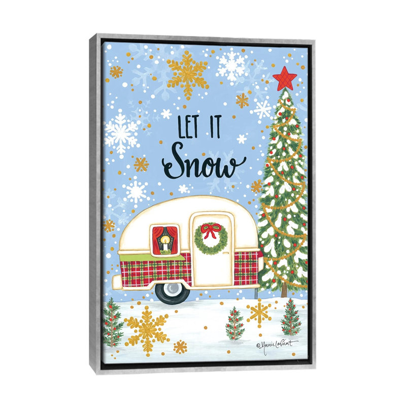 « Let It Snow camper » par Annie LaPoint-impression d’art graphique, Pas de tapis, H 48 po x l 32 po x P 1,5 po