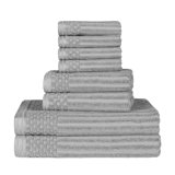 Ruvins Cotton Highly Absorbent 8-Piece Solid and Checkered Border Towel Set