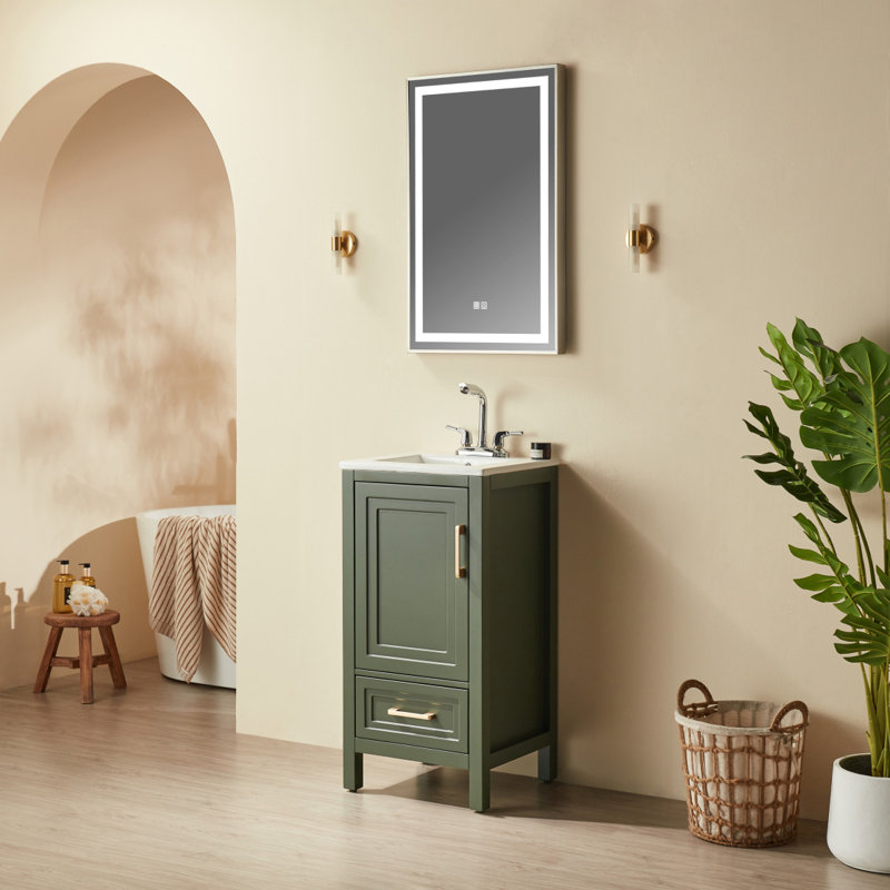 Meuble-lavabo simple autoportant de 18 po entièrement assemblé avec plateau