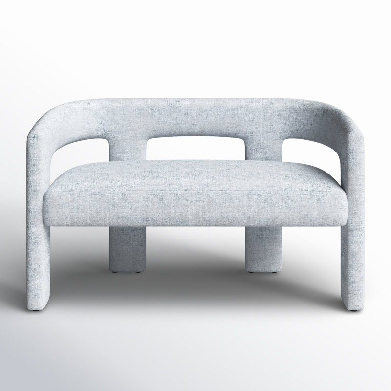 Anouchka Polyester Upholstered Bench, Gwen Blue Microsuede