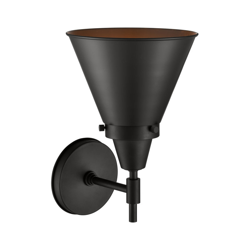 Gayle Chrome Armed Sconce, Matte Black, Matte Black, LED