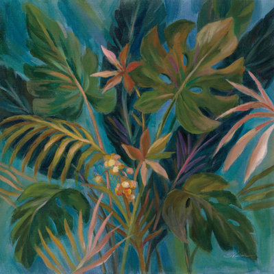 Midnight Tropical Leaves by Silvia Vassileva - Wrapped Canvas Painting