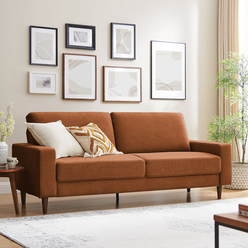 Elegido 213.1Cm Square Arms Sofa, Curry Polyester Blend
